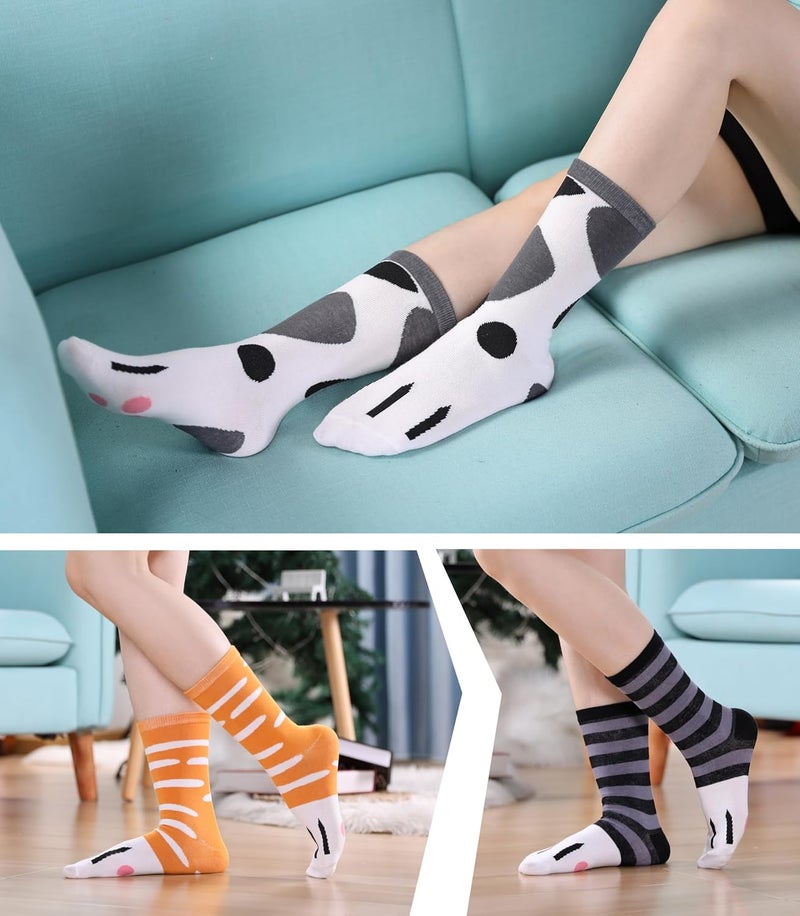 SDBING Womens Cat Socks Cute Gifts Animal Soft Breathable Thin Cotton Casual Crew Socks 5 Pairs - Image 5